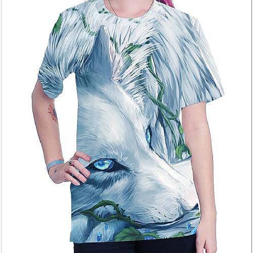 

Women's T shirt Graphic Print Round Neck Tops Basic Basic Top Light Blue