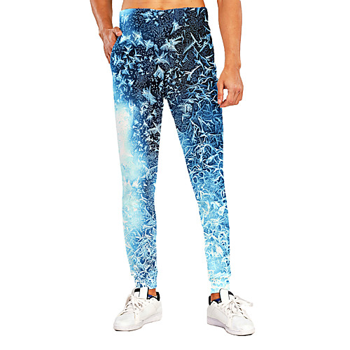 

Men's Novelty Casual / Sporty Outdoor Sports Casual Daily Sweatpants Trousers Pants Graphic 3D Full Length Print Blue