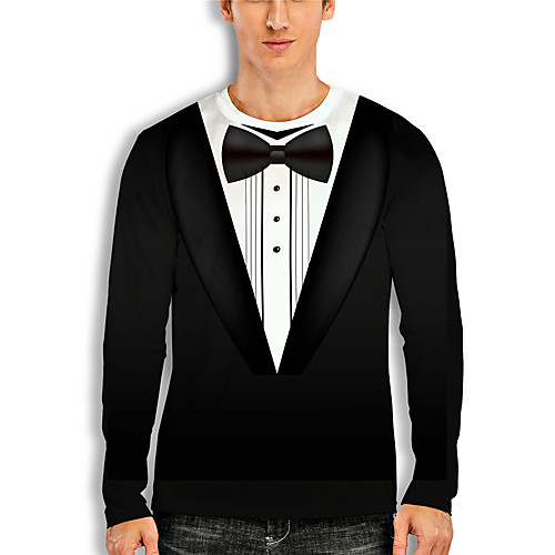 

Men's T shirt 3D Print Graphic 3D Print Long Sleeve Casual Tops Cartoon Classic Black