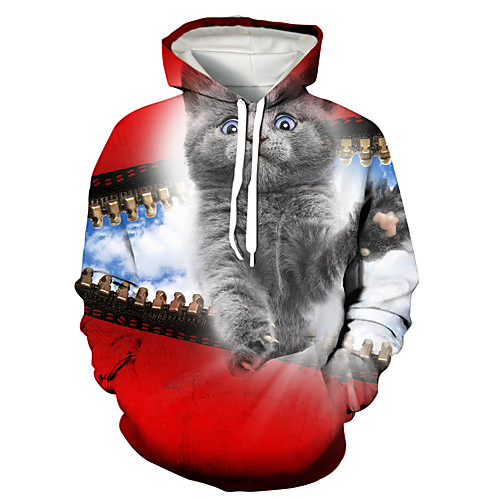 

Men's Pullover Hoodie Sweatshirt Animal Patterned Graphic 3D Print Hooded Daily 3D Print 3D Print Casual Hoodies Sweatshirts Long Sleeve Red