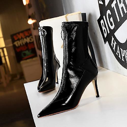 

Women's Boots Stiletto Heel Pointed Toe Daily PU Synthetics Black