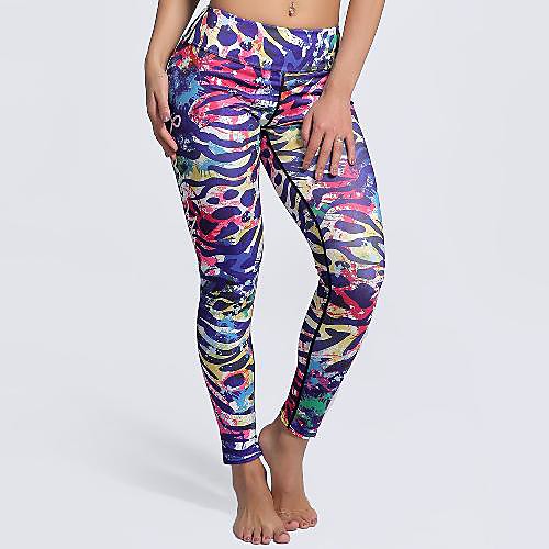 

Women's Basic Casual Comfort Daily Gym Leggings Pants Multi Color Leopard Ankle-Length Patchwork Print Gradient blue