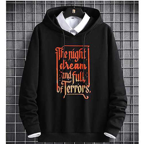 

Men's Pullover Hoodie Sweatshirt Letter Hooded Casual Hoodies Sweatshirts Long Sleeve Loose Blue Yellow Gray