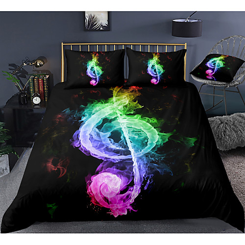 

Note Print 3-Piece Duvet Cover Set Hotel Bedding Sets Comforter Cover with Soft Lightweight Microfiber, Include 1 Duvet Cover, 2 Pillowcases for Double/Queen/King(1 Pillowcase for Twin/Single)