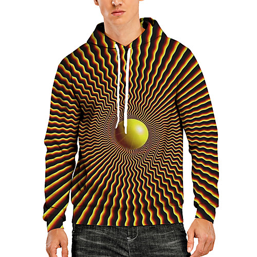 

Men's Pullover Hoodie Sweatshirt Graphic Optical Illusion 3D Print Hooded Daily 3D Print 3D Print Casual Hoodies Sweatshirts Long Sleeve Yellow