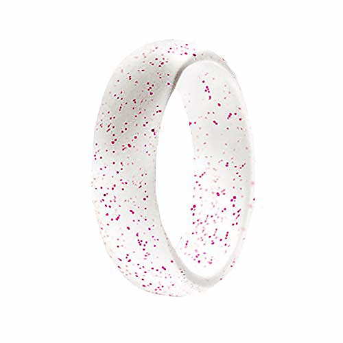 

5.7mm wide silicone rings for women/men,fit for sport,fitness,training,size 4-10 (transparent shining purple, 8)