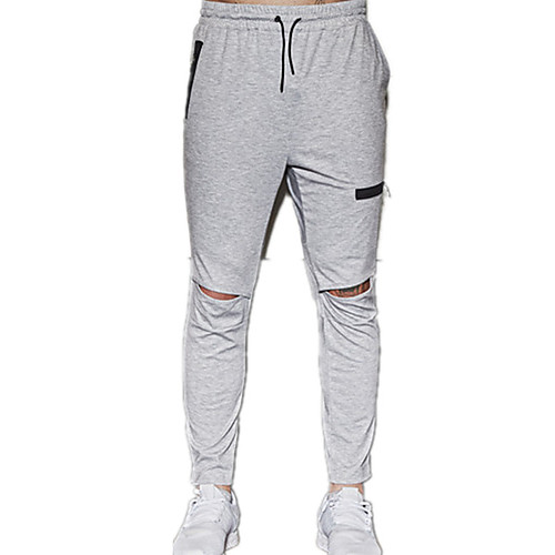 

Men's Sports & Outdoors Sporty Breathable Cycling Quick Dry Sports Fitness Gym Jogger Pants Pants Solid Color Full Length Sporty Drawstring Patchwork Black Navy Blue Gray