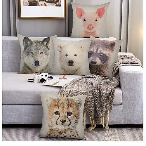 

Cushion Cover 5PCS Faux Linen Soft Decorative Square Throw Pillow Cover Cushion Case Pillowcasefor Sofa Bedroom 45 x 45 cm (18 x 18 Inch) Superior Quality Mashine Washable