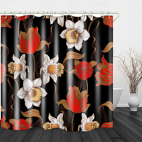 

Gorgeous flowers Print Waterproof Fabric Shower Curtain for Bathroom Home Decor Covered Bathtub Curtains Liner Includes with Hooks 72 Inch