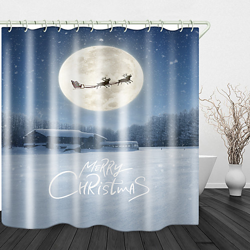 

Christmas In The Snow Print Waterproof Fabric Shower Curtain For Bathroom Home Decor Covered Bathtub Curtains Liner Includes With Hooks 72 Inch