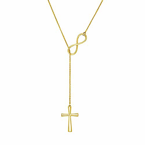 

cross pendant necklace, 18k gold plated stainless steel cross necklace simple small tiny cross pendant christian necklace for women girls (infinity gold)