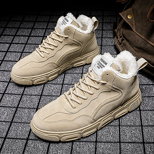 

Men's Sneakers Skate Shoes Casual Daily Walking Shoes PU Breathable Non-slipping Wear Proof Black Khaki Gray Winter