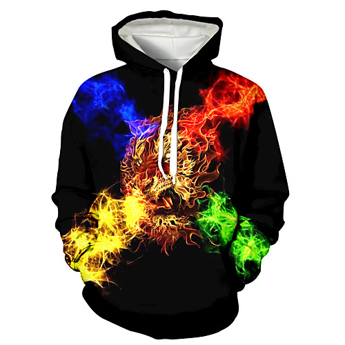 

Men's Pullover Hoodie Sweatshirt Animal Patterned Graphic 3D Front Pocket Hooded Daily 3D Print 3D Print Casual Hoodies Sweatshirts Long Sleeve Rainbow
