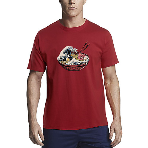 

Men's T shirt Other Prints Food Graphic Print Short Sleeve Daily Tops Cotton Basic White Black Red