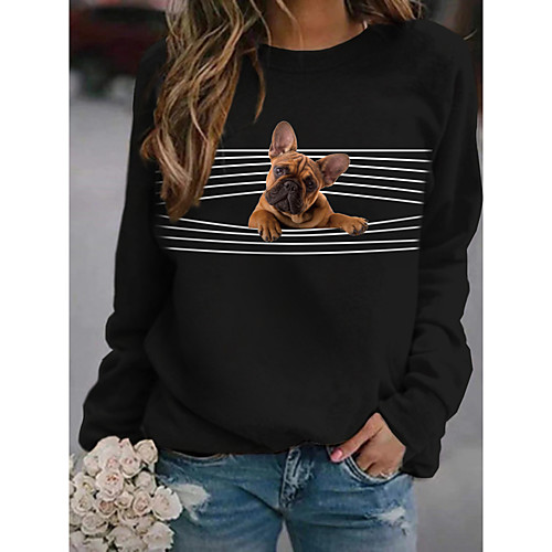 

Women's Hoodie Sweatshirt Dog Graphic 3D Print Daily Basic Casual Hoodies Sweatshirts White Light gray Black