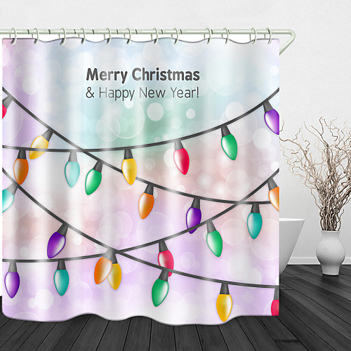 

Christmas Lights Background Print Waterproof Fabric Shower Curtain For Bathroom Home Decor Covered Bathtub Curtains Liner Includes With Hooks