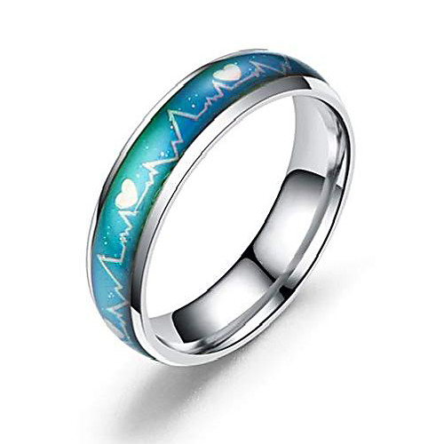 

ring color changing, titanium steel mood rings for women and men, temperature change color heartbeat ecg engagement ring