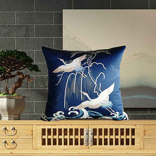 

Light Luxury Chinese Style Silk Pillow Case Cover Living Room Bedroom Sofa Cushion Cover Modern Sample Room Cushion Cover