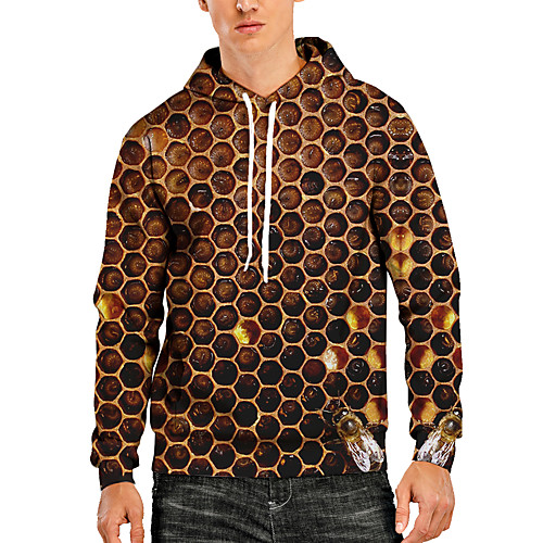 

Men's Pullover Hoodie Sweatshirt Graphic Optical Illusion 3D Print Hooded Daily 3D Print 3D Print Casual Hoodies Sweatshirts Long Sleeve Yellow