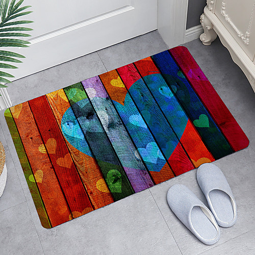 

Color Love Wood Board Digital Printing Floor Mat Modern Bath Mats Nonwoven Memory Foam Novelty Bathroom