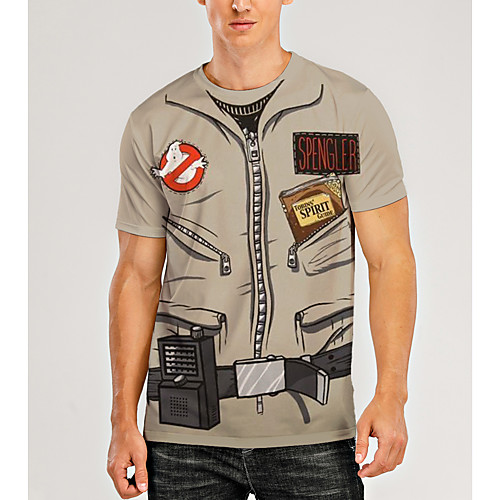 

Men's T shirt 3D Print Graphic 3D Print Short Sleeve Daily Tops Khaki