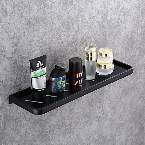 

Bathroom Shelf New Design Aluminum Material Bathroom Single Shelf Wall Mounted Matte Black Painted Finishes 1pc