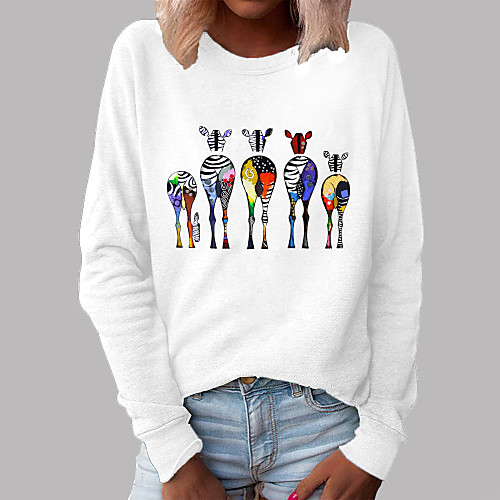 

Women's Hoodie Sweatshirt Cartoon Graphic Horse Daily Basic Casual Hoodies Sweatshirts Blushing Pink White Light gray