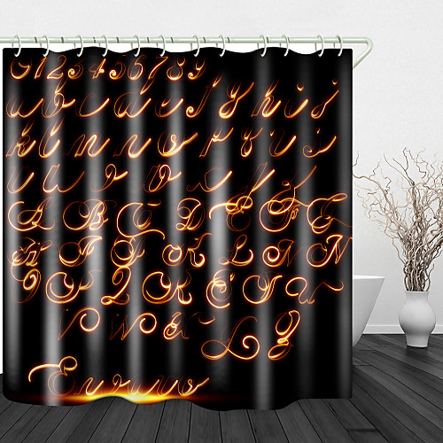 

Flame Numbers Print Waterproof Fabric Shower Curtain for Bathroom Home Decor Covered Bathtub Curtains Liner Includes with Hooks 72 Inch