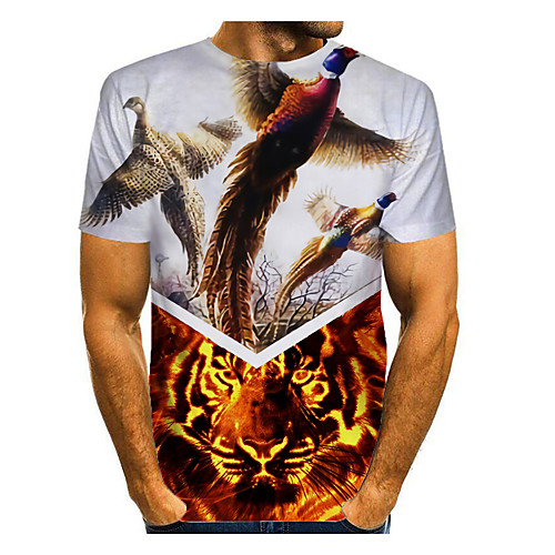 

Men's T shirt Shirt 3D Print Graphic 3D Animal Print Short Sleeve Daily Tops Casual Round Neck Orange