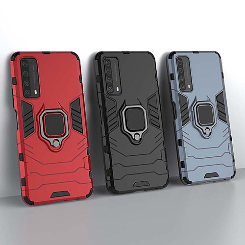 

Phone Case For Huawei Back Cover P Smart 2021 Ring Holder Solid Color TPU