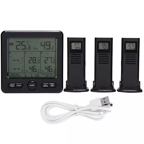 

Wireless indoor outdoor thermometer for weather station TS-6210 digital weather thermometer with clock calendar and humidity