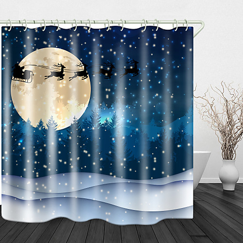 

Christmas Fawn In Snow Print Waterproof Fabric Shower Curtain For Bathroom Home Decor Covered Bathtub Curtains Liner Includes With Hooks