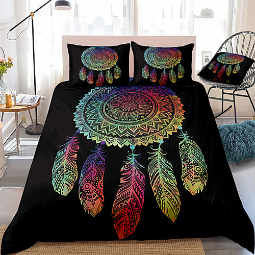

Dreamcatcher Print 3-Piece Duvet Cover Set Hotel Bedding Sets Comforter Cover with Soft Lightweight Microfiber, Include 1 Duvet Cover, 2 Pillowcases for Double/Queen/King(1 Pillowcase for Twin/Single)