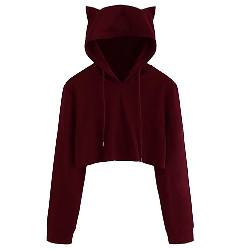 

Women's Hoodie Cropped Sweatshirt Plain Casual Hoodies Sweatshirts Wine Green Black