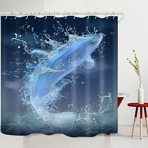 

Splash Fish Digital Printing Shower Curtain Shower Curtains Hooks Modern Polyester New Design 72 Inch