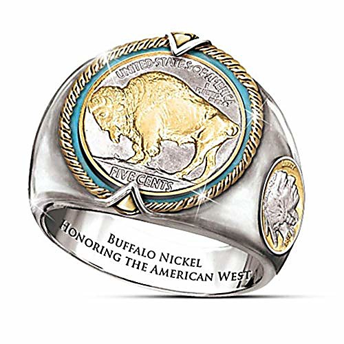

buffalo nickel honoring the american west alloy coin ring for men viking bull stainless steel ring (9)