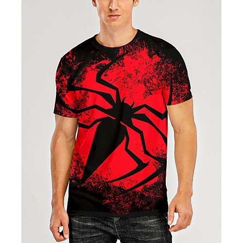 

Men's T shirt Shirt 3D Print Graphic 3D Animal Print Short Sleeve Daily Tops Casual Round Neck Black / Red