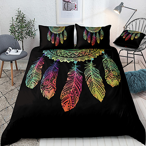 

Dreamcatcher Print 3-Piece Duvet Cover Set Hotel Bedding Sets Comforter Cover with Soft Lightweight Microfiber, Include 1 Duvet Cover, 2 Pillowcases for Double/Queen/King(1 Pillowcase for Twin/Single)