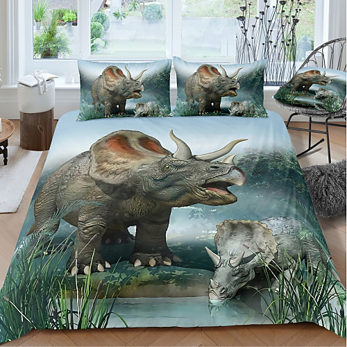 

Animal Series Dinosaur Print 3-Piece Duvet Cover Set Hotel Bedding Sets Comforter Cover with Soft Lightweight Microfiber For Holiday Decoration(Include 1 Duvet Cover and 1or 2 Pillowcases)