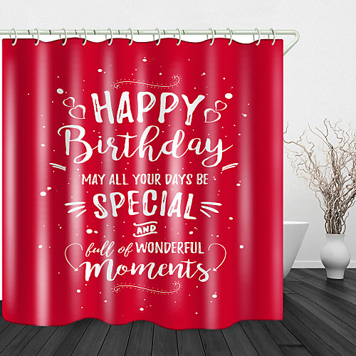 

Red Christmas Print Waterproof Fabric Shower Curtain For Bathroom Home Decor Covered Bathtub Curtains Liner Includes With Hooks