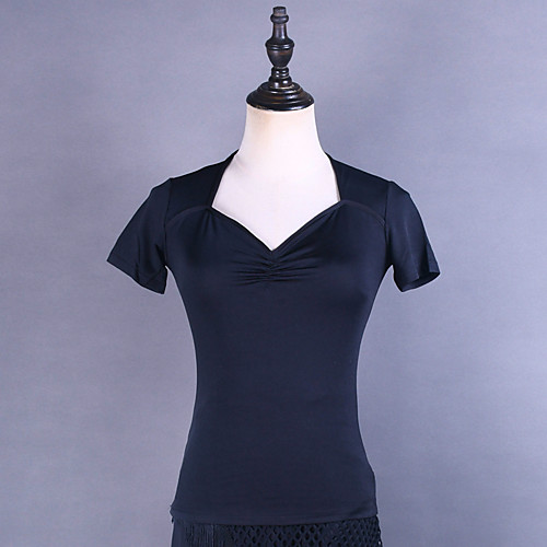 

Latin Dance Top Solid Women's Training Performance Short Sleeve Natural Milk Fiber