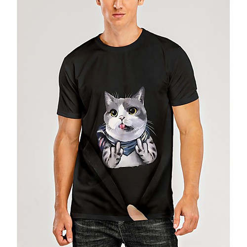 

Men's T shirt 3D Print Graphic 3D Animal Print Short Sleeve Daily Tops Casual Black