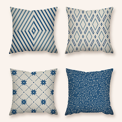 

Cushion Cover 4PC Faux Linen Soft Decorative Square Throw Pillow Cover Cushion Case Pillowcase for Sofa Bedroom 45 x 45 cm (18 x 18 Inch) Superior Quality Machine Washable