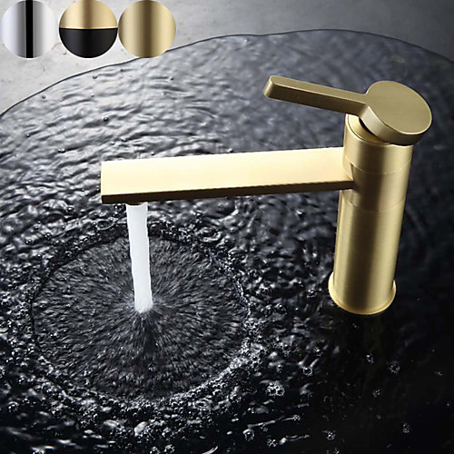 

Brass Bathroom Sink Faucet,Single Handle One Hole Rotatable Bath Taps With Hot and Cold Water