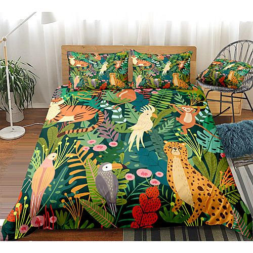 

Animal Print 3-Piece Duvet Cover Set Hotel Bedding Sets Comforter Cover with Soft Lightweight Microfiber, Include 1 Duvet Cover, 2 Pillowcases for Double/Queen/King(1 Pillowcase for Twin/Single)