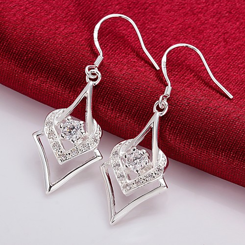 

Women's Drop Earrings Crystal Earrings Geometrical Sweet Heart Fashion Silver Plated Earrings Jewelry Silver For Christmas Birthday Party Evening Gift Date 1 Pair