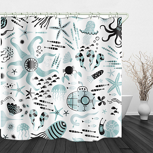 

Starfish School Print Waterproof Fabric Shower Curtain for Bathroom Home Decor Covered Bathtub Curtains Liner Includes with Hooks 72 Inch