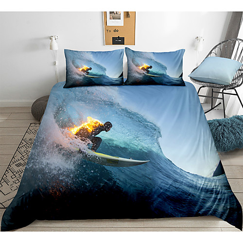 

Sports Series Surfing Print 3-Piece Duvet Cover Set Hotel Bedding Sets Comforter Cover with Soft Lightweight Microfiber(Include 1 Duvet Cover and 1or 2 Pillowcases)