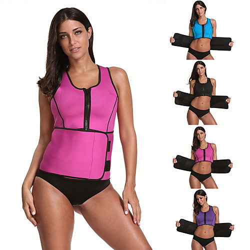 

Body Shaper Sweat Waist Trimmer Sweat Waist Trainer Corset Sports Spandex Yoga Gym Workout Pilates Zipper Durable Weight Loss Tummy Fat Burner Hot Sweat For Women