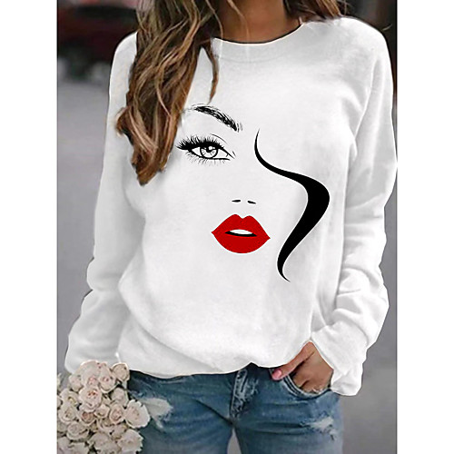 

Women's Hoodie Sweatshirt Graphic Portrait Daily Basic Casual Hoodies Sweatshirts Blushing Pink Gray White
